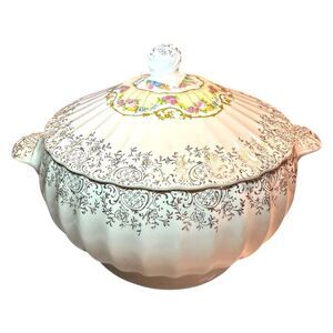 VTG American Limoges “Toledo Delight” covered vegetable/tureen, trimmed in 22K